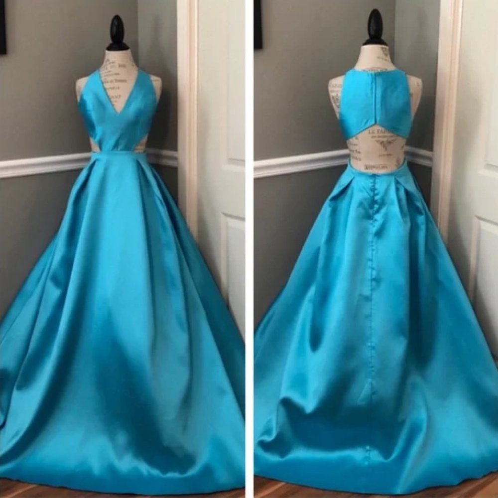 NEW JOVANI SZ 8 CUT OUT FORMAL BALL GOWN WITH POCKETS